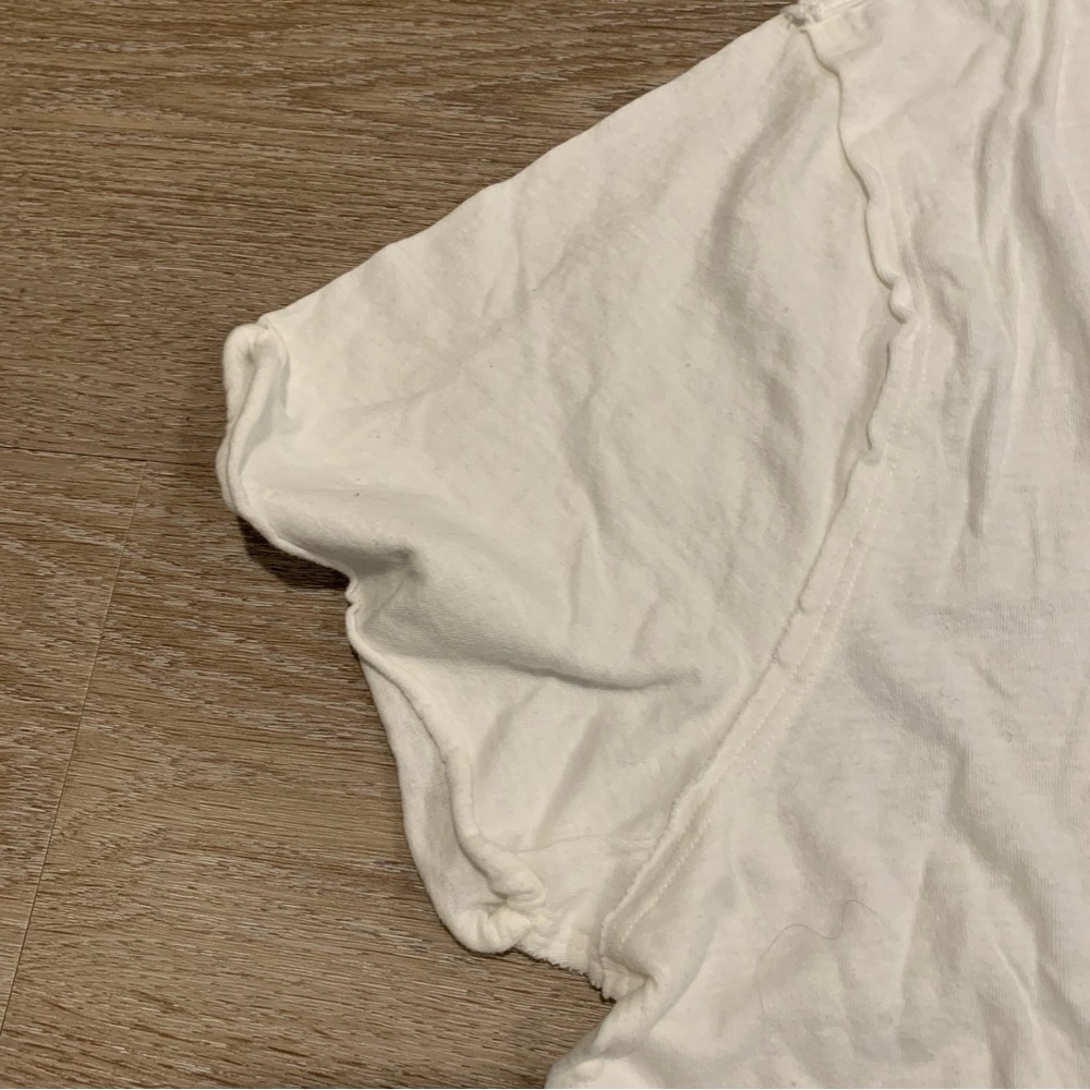 NWT We the Free Free People Nina White V-Neck Cotton T-Shirt Size L - Picture 3 of 7